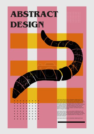 Illustration for Worm. Vector poster with insects. Engraving illustrations and typography. Background images for cover, banner - Royalty Free Image