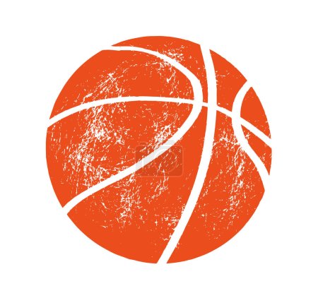 Téléchargez les illustrations : Icône de ballon de basket texturé sur fond blanc - en licence libre de droit