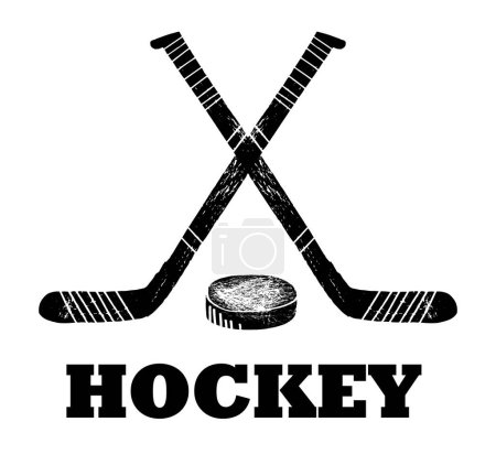 Téléchargez les photos : Bâton de hockey isolé. Illustration vectorielle gravée - en image libre de droit