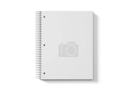 Foto de Cuaderno blanco con una espiral sobre fondo blanco - Imagen libre de derechos