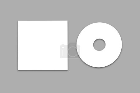 Foto de Plantilla de cubierta de embalaje de CD y cartón maqueta. Digipak caso de la unidad de CD de cartón. Con blanco en blanco para el diseño de marca o texto. Aislado sobre un fondo. renderizado 3d. - Imagen libre de derechos