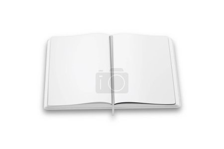 Téléchargez les photos : Ouvrir le carnet de croquis blanc avec des pages blanches sur fond blanc - en image libre de droit