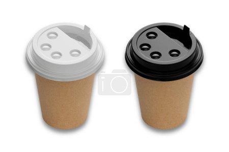 Téléchargez les photos : Deux tasses à café sur fond blanc - en image libre de droit