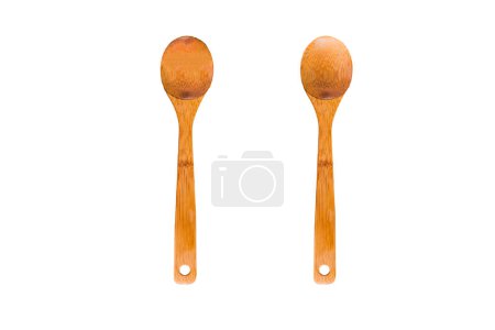 Foto de Dos cucharas de madera aisladas sobre fondo blanco - Imagen libre de derechos