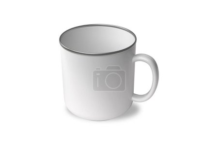 Photo for White enamel coffee mug isolated on white background - Royalty Free Image