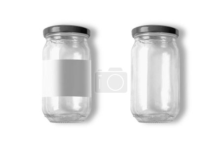 Téléchargez les photos : Pots en verre vides sur fond blanc - en image libre de droit