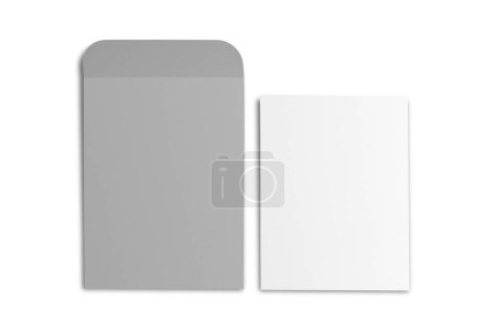 Foto de Realista carta en blanco papel C4 sobre vista frontal. Plantilla A4 C4, A5 C5, A3 C3 en un fondo blanco, correo del tamaño de la letra, representación 3d - Imagen libre de derechos