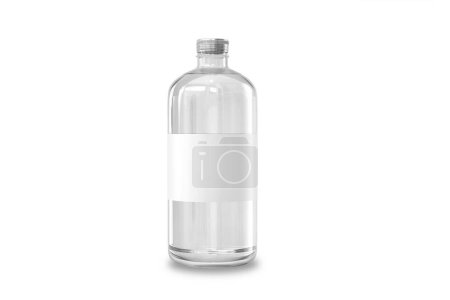 Foto de Botella de vidrio de agua aislado sobre fondo blanco - Imagen libre de derechos