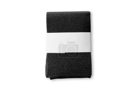 Photo for Black pair of men's socks in a pack with empty label mockup isolated on white background. pair of socks, men's tights mockup.3d rendering. - Royalty Free Image