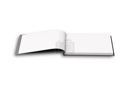 Foto de Cuaderno abierto con páginas en blanco aisladas sobre fondo blanco - Imagen libre de derechos