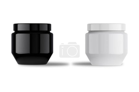 Téléchargez les photos : Rendu 3d de deux pots en plastique cosmétique - en image libre de droit