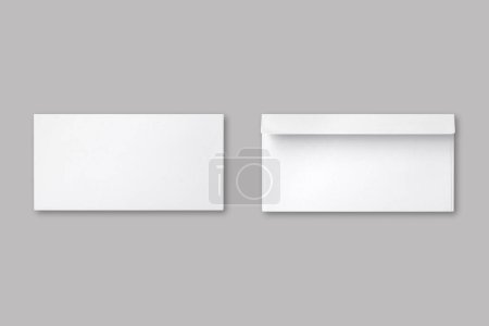 Photo for DL Envelop front and back side Mock up isolated on a grey background. 3d rendering - Royalty Free Image