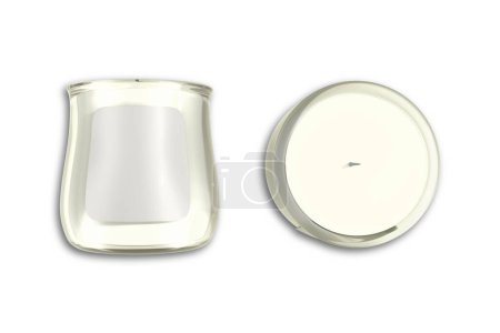 Photo for White candle with lid mockup template isolated on white background, front and top view. 3d rendering. - Royalty Free Image