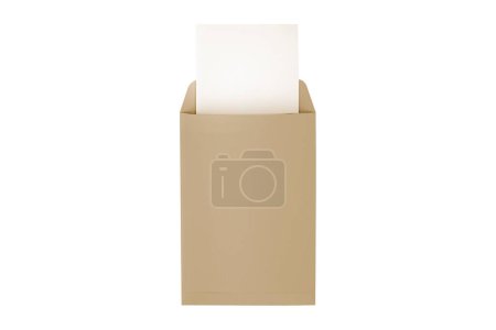 Foto de Sobre de papel marrón Kraft con membrete en el interior. Mockup aislado sobre fondo blanco. renderizado 3d. - Imagen libre de derechos