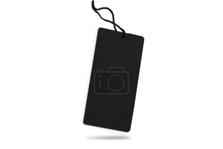 Téléchargez les photos : Étiquette de vêtements noirs sur fond blanc - en image libre de droit