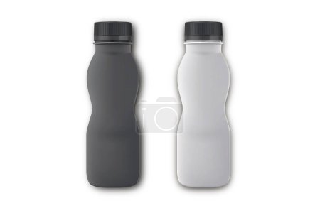 Photo for Two black plastic bottles isolated on white. - Royalty Free Image