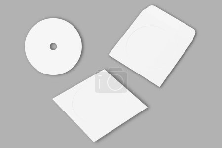 Photo for Blank CD and CD case mock up set. Clipping path included for easy selection. cd dvd cover album design template mockup isolated on gray background. 3d rendering. - Royalty Free Image