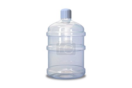 Foto de Botella grande de plástico para agua y pompa sobre fondo blanco. Botella de agua galón maqueta aislado. renderizado 3d. servicio de suministro de agua. - Imagen libre de derechos