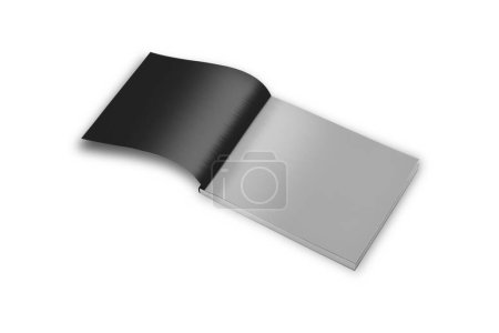 Photo for Black catalogue fold brochure mockup isolated on white background. glossy magazine open mockup, ready for cover and spread of the magazine design. 3d rendering. - Royalty Free Image
