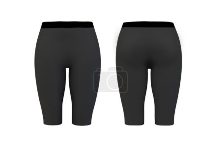 Photo for Blank black leggings mockup isolated. Clear leggins template. Cloth pants design presentation. Sport pantaloons stretch tights model wearing. short and long legs women's sport yoga wear.3d rendering. - Royalty Free Image