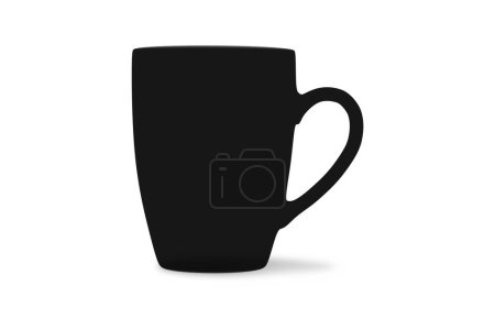 Photo for Black coffee or tea mug mockup isolated on white background. 3d rendering. - Royalty Free Image