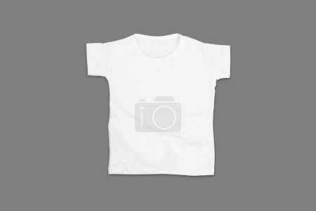 Téléchargez les photos : T-shirt blanc basique pour enfants maquillé. Modèle pour t-shirt à la mode.3d rendu. - en image libre de droit