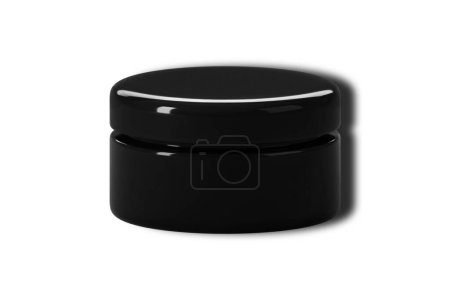 Foto de Negro brillante maqueta tarro cosmético aislado sobre fondo blanco. renderizado 3d. - Imagen libre de derechos
