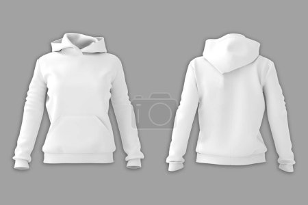 Photo for Blank white hoodie mockup isolated on a grey background.3d rendering. hooded sweatshirt, women's hooded jacket for your design mock up. - Royalty Free Image