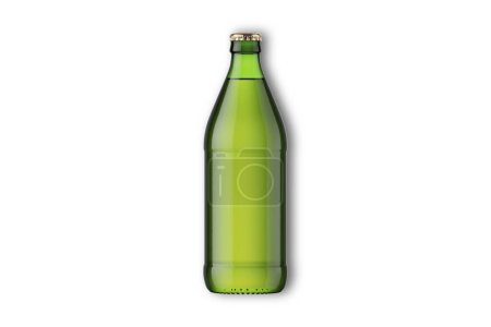 Foto de Plantilla de cerveza de vidrio verde u otra botella de bebida maqueta sobre fondo blanco. renderizado 3d. - Imagen libre de derechos