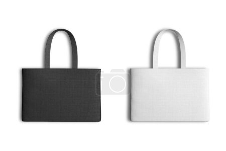 Photo for Blank black and white Tote handbag mockup isolated on white background. zero waste and eco friendly concept. 3d rendering. - Royalty Free Image