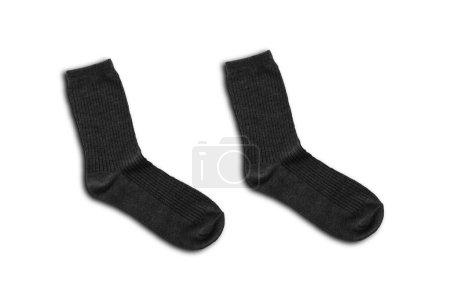 Foto de Calcetines de algodón negro maqueta para el diseño sobre fondo blanco. renderizado 3d. - Imagen libre de derechos