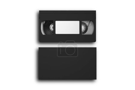 Photo for VHS tape cassette mockup isolated on white background. 3d rendering. - Royalty Free Image