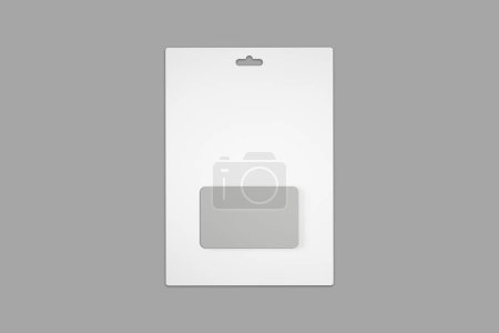 Photo for Empty blank gift card holder mock up isolated on a grey background. 3d rendering. - Royalty Free Image
