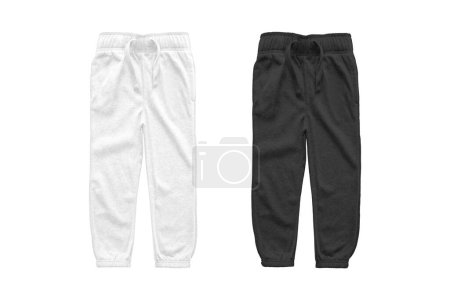 Photo for Black and white sweat pants or joggers mockup isolated on white background. unisex sport pants. 3d rendering. - Royalty Free Image