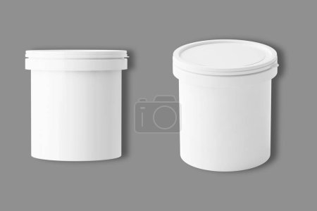 Photo for White Food Plastic tub container for dessert, yogurt, ice cream, sour plum or snack. Ready for your design. Product packaging, 3d rendering. - Royalty Free Image