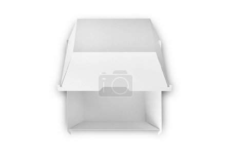 Photo for Blank white open burger carton box mock up, isolated. Empty pasteboard container mockup. Clear eco-friendly lunch boxed for logotype template. 3d rendering.top view. - Royalty Free Image