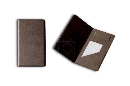 Téléchargez les photos : Facture en cuir marron ou dossier à carreaux avec papier à carreaux à l'intérieur.. - en image libre de droit