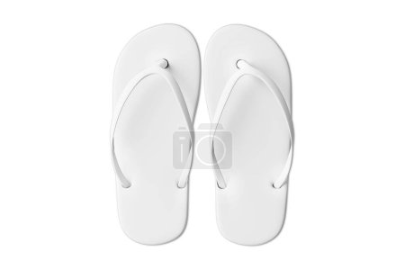 Photo for Blank white flip flop sandals mockup isolated on white background. 3d rendering. - Royalty Free Image