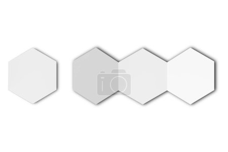 Foto de Folleto hexagonal en blanco triple maqueta aislada sobre fondo blanco. Plantilla de folleto hexagonal. folleto o folleto abierto y cerrado. - Imagen libre de derechos
