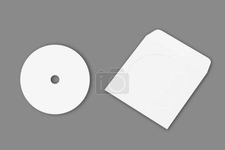 Foto de Disco compacto blanco en blanco con plantilla de maqueta de cubierta aislada.3d renderizado. - Imagen libre de derechos