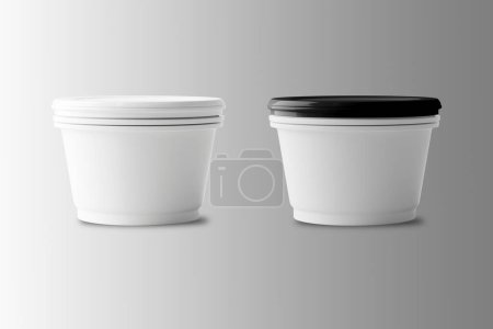 Foto de Sopa blanca en blanco entrega tazas maqueta aislado en el fondo. renderizado 3d. - Imagen libre de derechos
