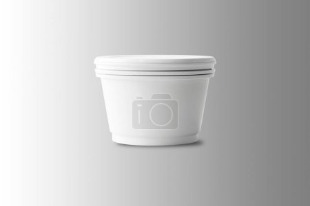 Téléchargez les photos : Soupe blanche vierge délivrant des tasses maquette isolée sur fond. Rendu 3d. - en image libre de droit