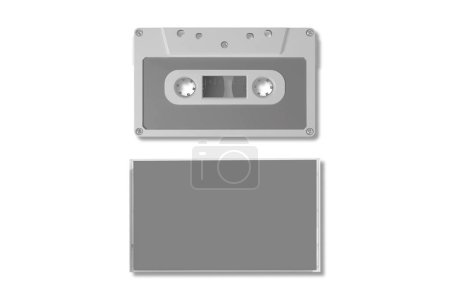 Photo for Blank cassette tape mockup with cover isolated on a background. 3d rendering. - Royalty Free Image