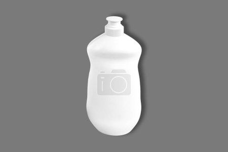 Foto de Lavavajillas botella aislada en el fondo. Detergente en frasco de plástico blanco. renderizado 3d. jabón para platos. - Imagen libre de derechos