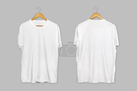 Camiseta colgante oversize negra y blanca modelo aislada sobre un fondo gris. camiseta casual moderna unisex delantera y trasera. renderizado 3d.