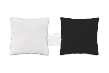 Black and white pillow mockup isolated on white background. 3d rendering.
