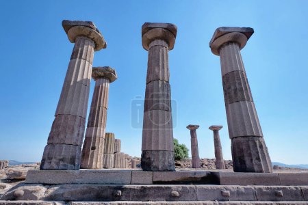 Photo for Canakkale, Turkey- August 2, 2021  A view from Ruins of the Temple of Athena in Assos Ancient City - Royalty Free Image
