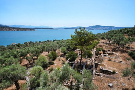 Photo for Kiyikislacik, Mugla, Turkey, Sep. 2021: Beatiful landscape anad Ruins of the ancient city Iassos (Iasos) in Milas, Aegean Coast - Royalty Free Image