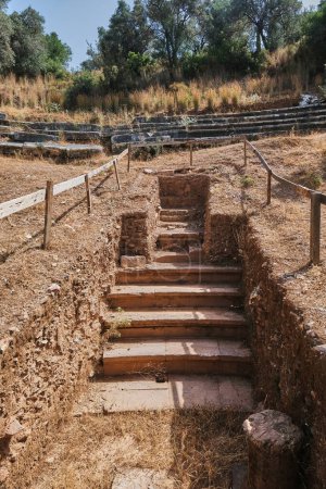 Photo for Euromos, Milas, Mula, Turkey, Sep. 2021: Euromus Ancient City. Ruined theatre excavation at Euromos ancient site - Royalty Free Image