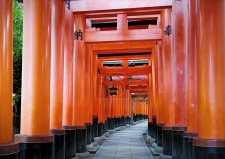 Photo for Kyoto, Japan - Sept, 2017: Fushimi Inari Shrine or Fushimi Inari Taisha, a Shinto shrine. A Japanese monument, famous for its thousands of orange torii gates - Royalty Free Image